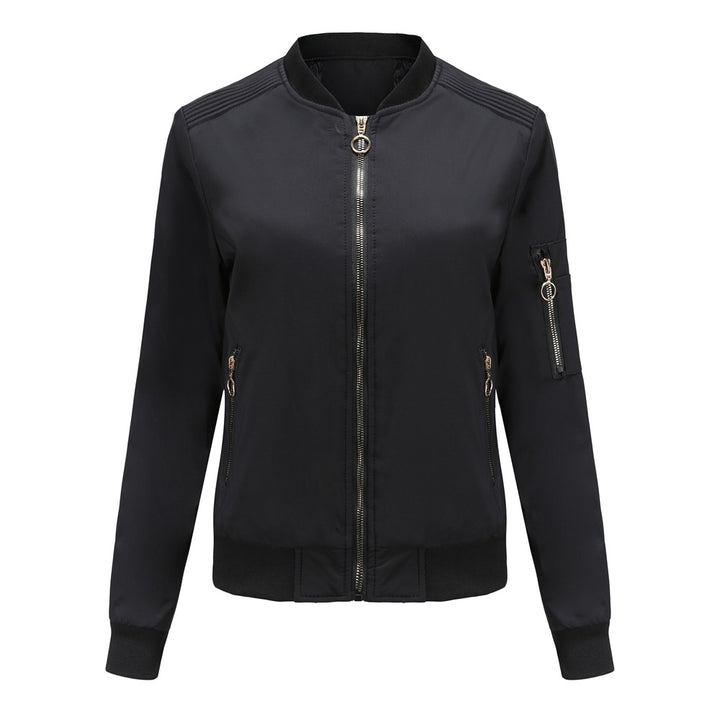 Women's lightweight sporty bomber jacket with ring zipper and arm pocket Mune Fashion
