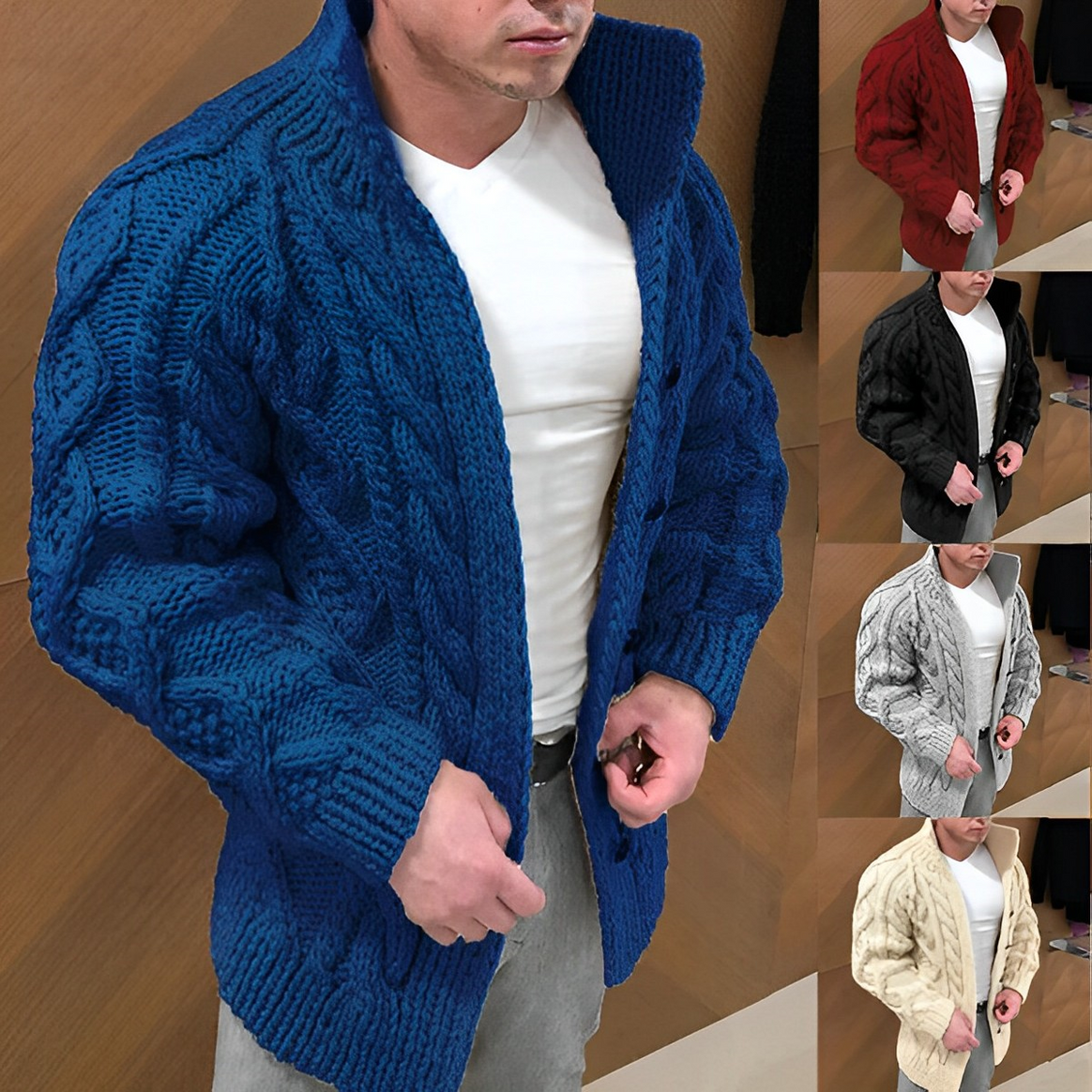 Mune | Warm Knitted Cardigan With Braided Pattern