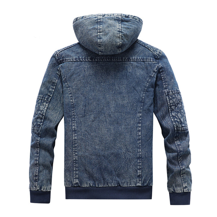 Men's denim jacket with hood and teddy lining in washed vintage look Mune Fashion