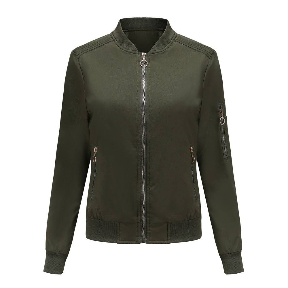 Women's lightweight sporty bomber jacket with ring zipper and arm pocket Mune Fashion