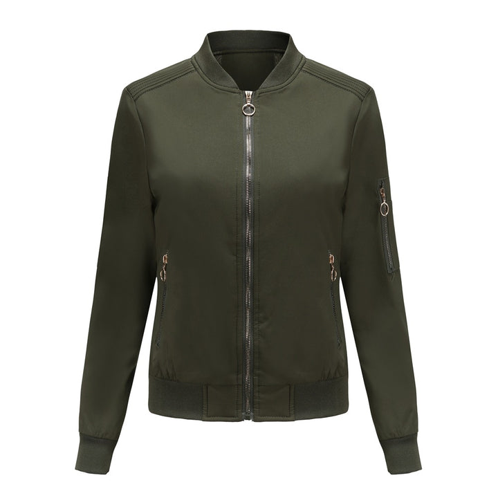 Women's lightweight sporty bomber jacket with ring zipper and arm pocket Mune Fashion
