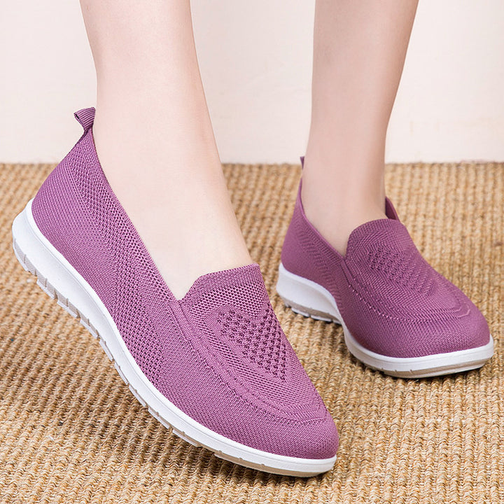 Women nan ultra-light knitted slip-on loafer with seamless sock upper, elastic entry, and shock-absorbing EVA sole Mune Fashion
