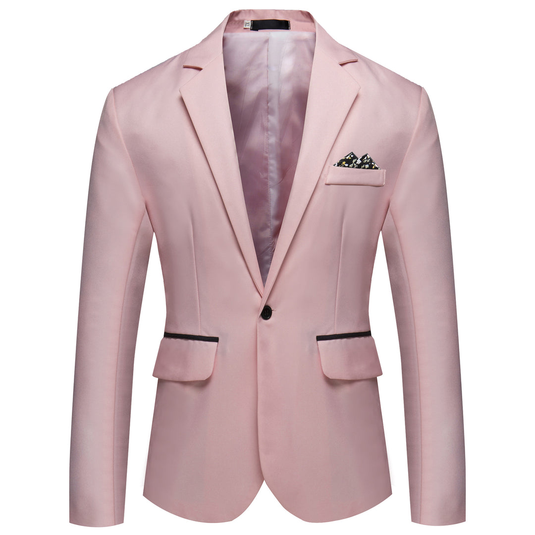 Men's tailored single-button blazer with a slim silhouette, welt pockets, and elegant inner lining processing Mune Fashion