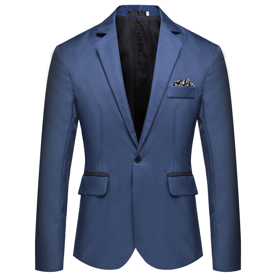Men's tailored single-button blazer with a slim silhouette, welt pockets, and elegant inner lining processing Mune Fashion