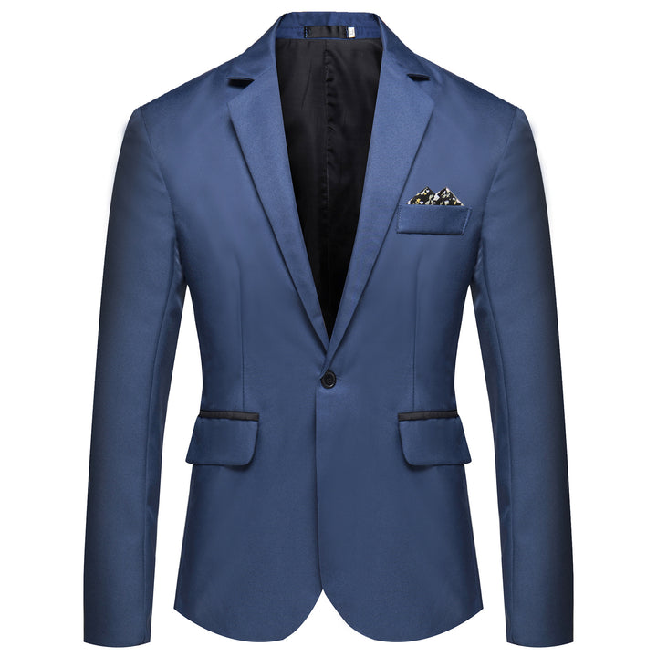 Men's tailored single-button blazer with a slim silhouette, welt pockets, and elegant inner lining processing Mune Fashion