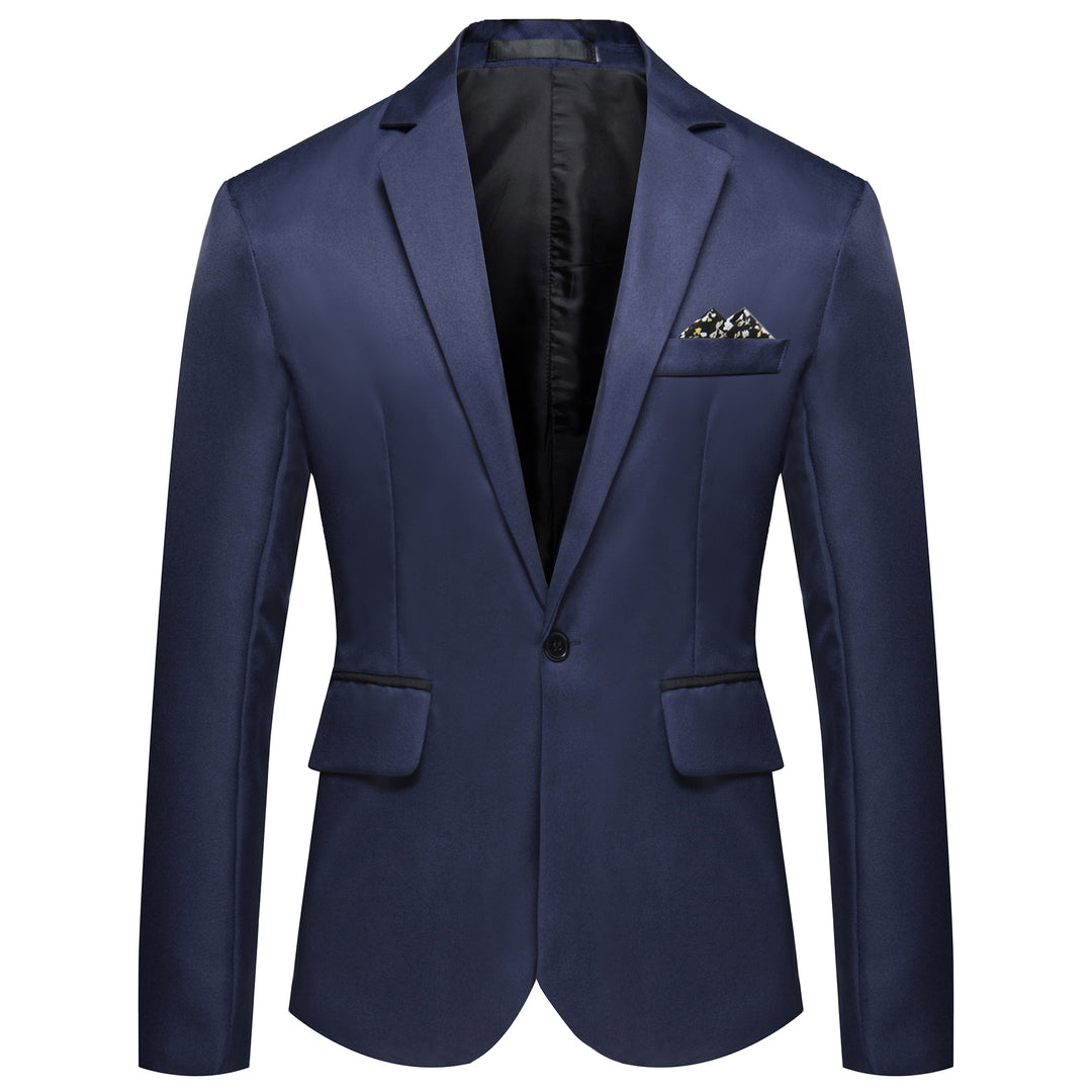 Men's tailored single-button blazer with a slim silhouette, welt pockets, and elegant inner lining processing Mune Fashion