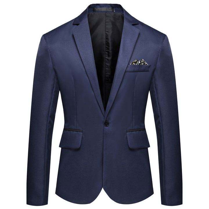 Men's tailored single-button blazer with a slim silhouette, welt pockets, and elegant inner lining processing Mune Fashion