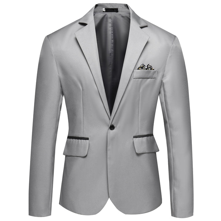 Men's tailored single-button blazer with a slim silhouette, welt pockets, and elegant inner lining processing Mune Fashion