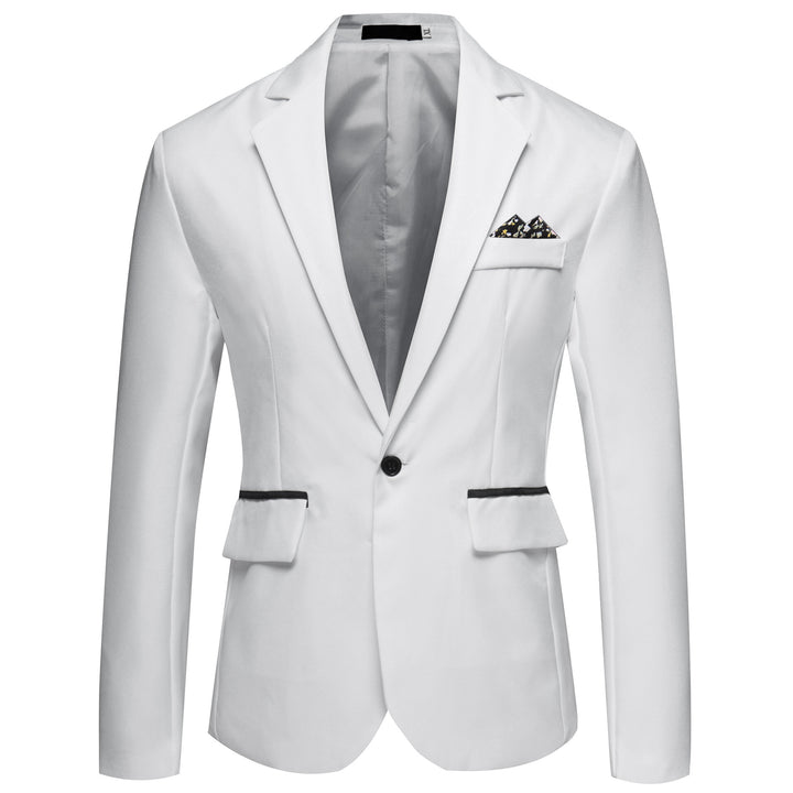 Men's tailored single-button blazer with a slim silhouette, welt pockets, and elegant inner lining processing Mune Fashion