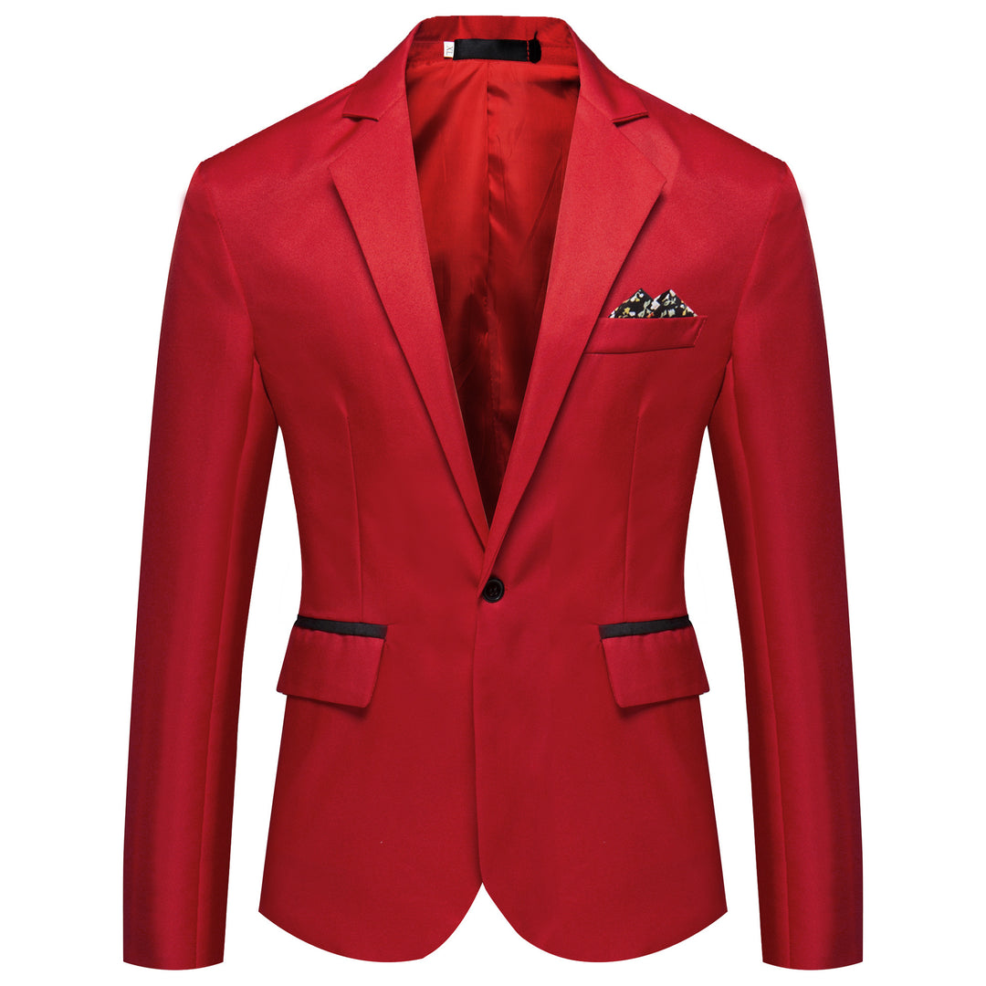 Men's tailored single-button blazer with a slim silhouette, welt pockets, and elegant inner lining processing Mune Fashion