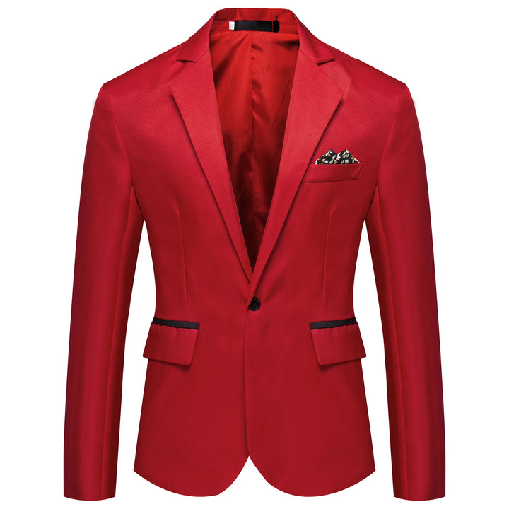Men's tailored single-button blazer with a slim silhouette, welt pockets, and elegant inner lining processing Mune Fashion