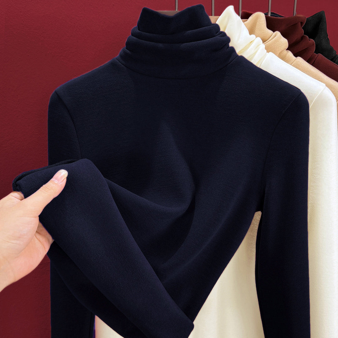 Women's thermal shirt with stand-up collar, lined