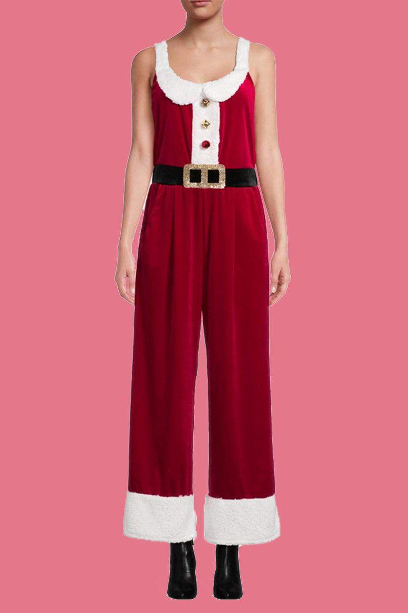 Mune | Casual Wapiti Snowflake Christmas Tree Printed Patchwork Square Collar Loose Overalls