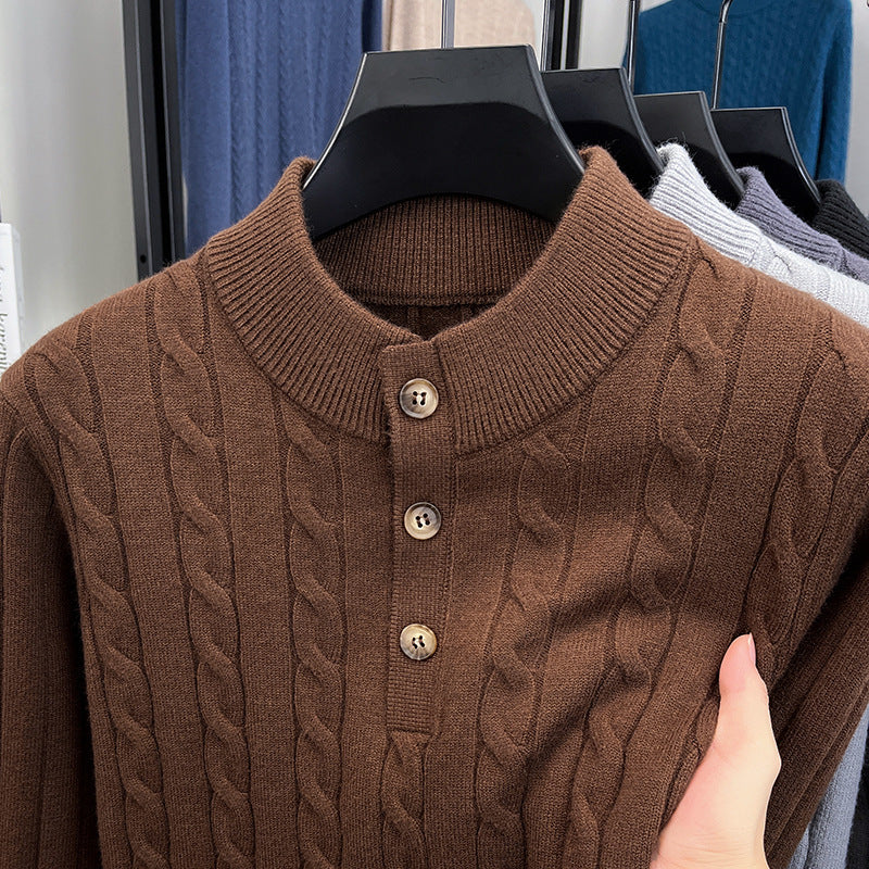 Heavy knit cardigan with textured pattern