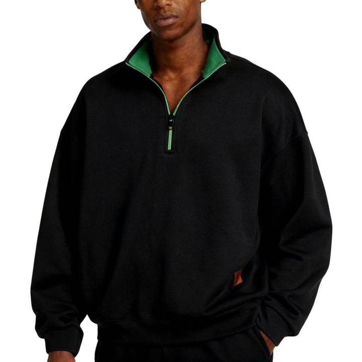 Men's knit sweater with stand-up collar and zipper