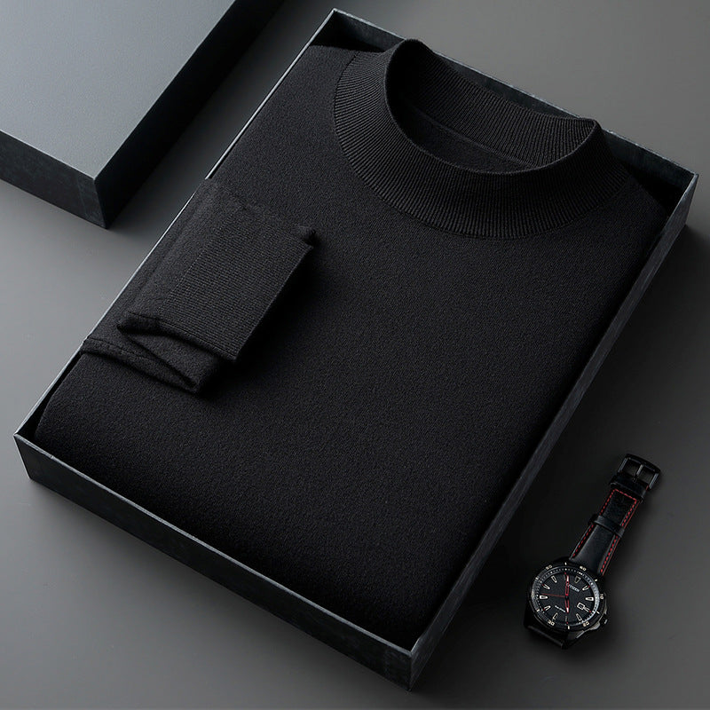 Men's pullover with stand-up collar, finely knitted