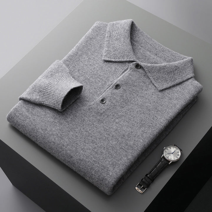 Men's Sweater, Polo Collar, Wool Cashmere, Business