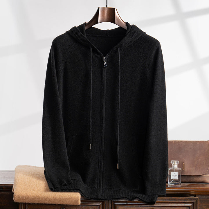 Men's Cashmere Cardigan with Hood