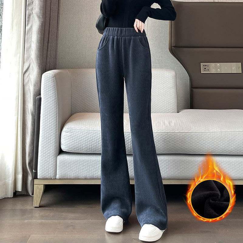 Women's corduroy flared pants, lined, autumn and winter