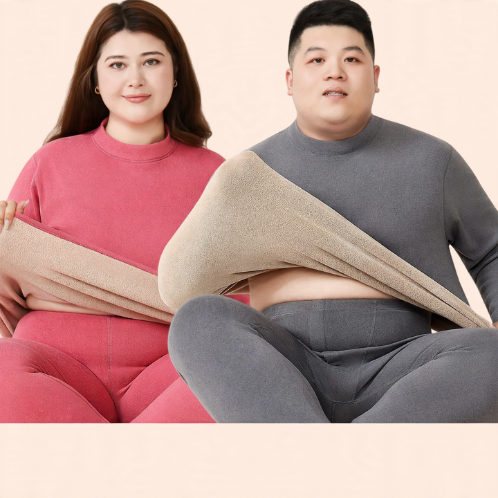 Thermal underwear set with lamb fleece, plus sizes