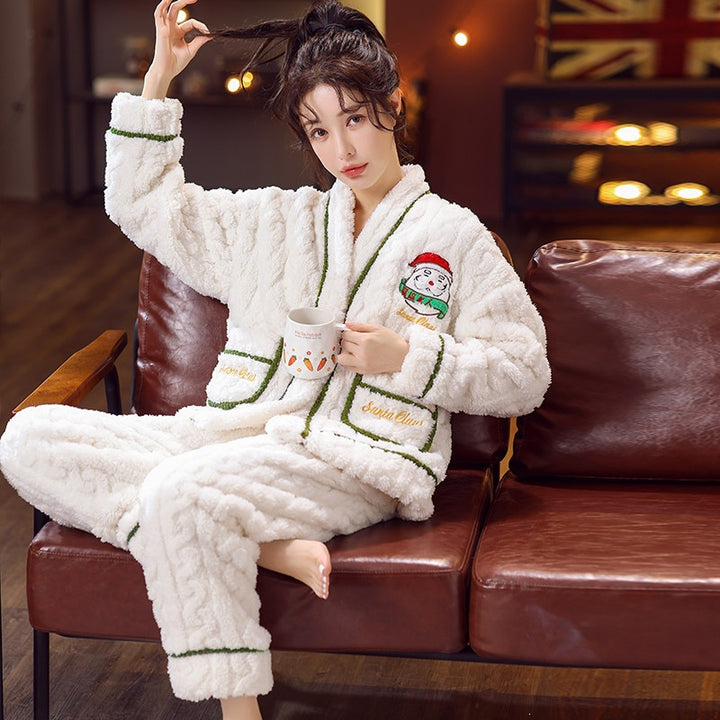 Women's Christmas Pajamas, Flannel, V-Neck