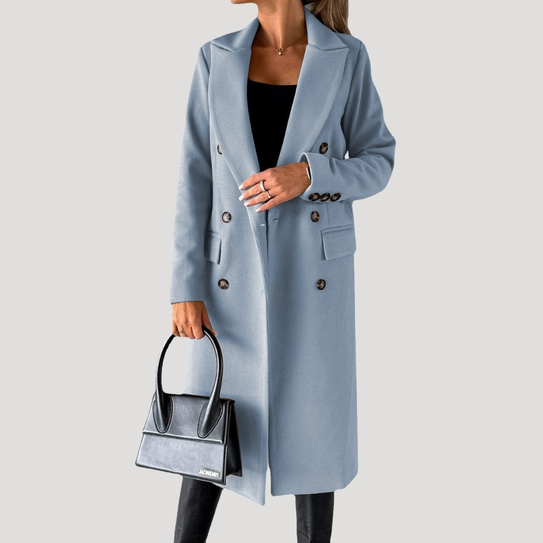 Mune | Women's long winter coat – double button placket tailored cut