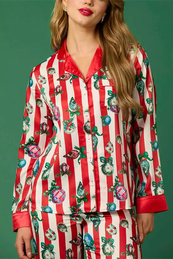 Mune | Christmas Festive Striped Pattern Pajama Set