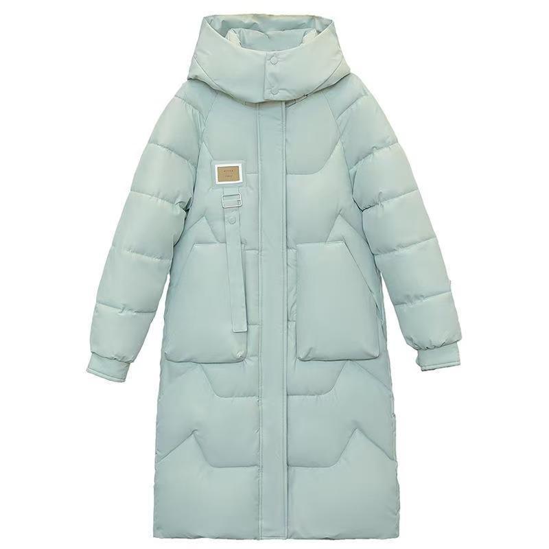 Longer, padded winter coat with hood