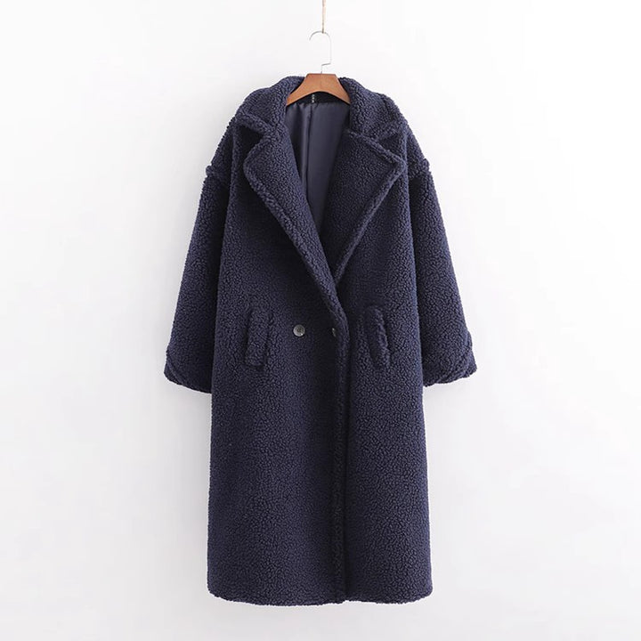 Women’s Teddy Coat, mid-length, with large lapels