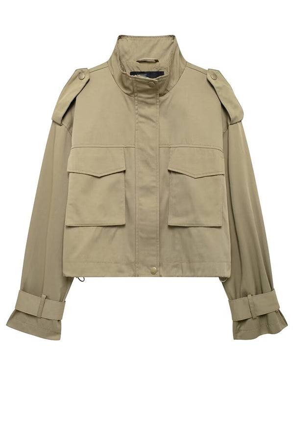 Mune | Charm Strap Details Pocketed Cargo Style Zip Loose Jacket