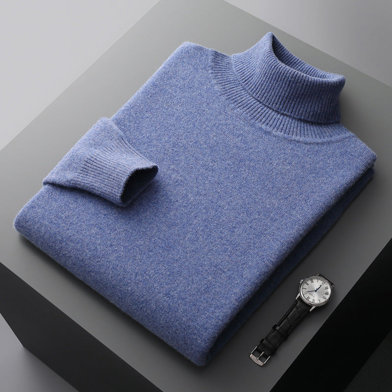 Men's wool pullover, turtleneck, 100% wool
