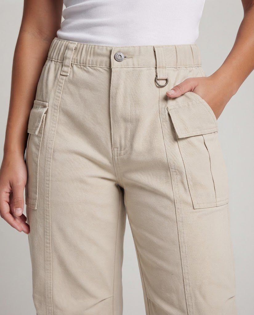Women's Extra Wide Cargo Flare Pants with High Waist and Utility Pockets Mune Fashion