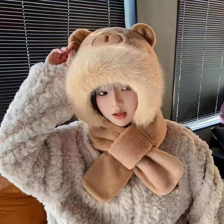 Plush set: Hooded hat and scarf