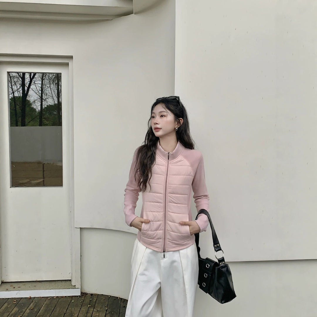 Lightweight, fitted women's sports jacket with stand-up collar
