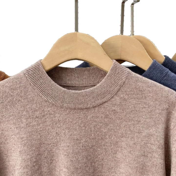 Men's wool knit sweater, various collar shapes