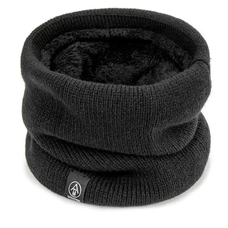 Padded knitted scarf, warming, for winter