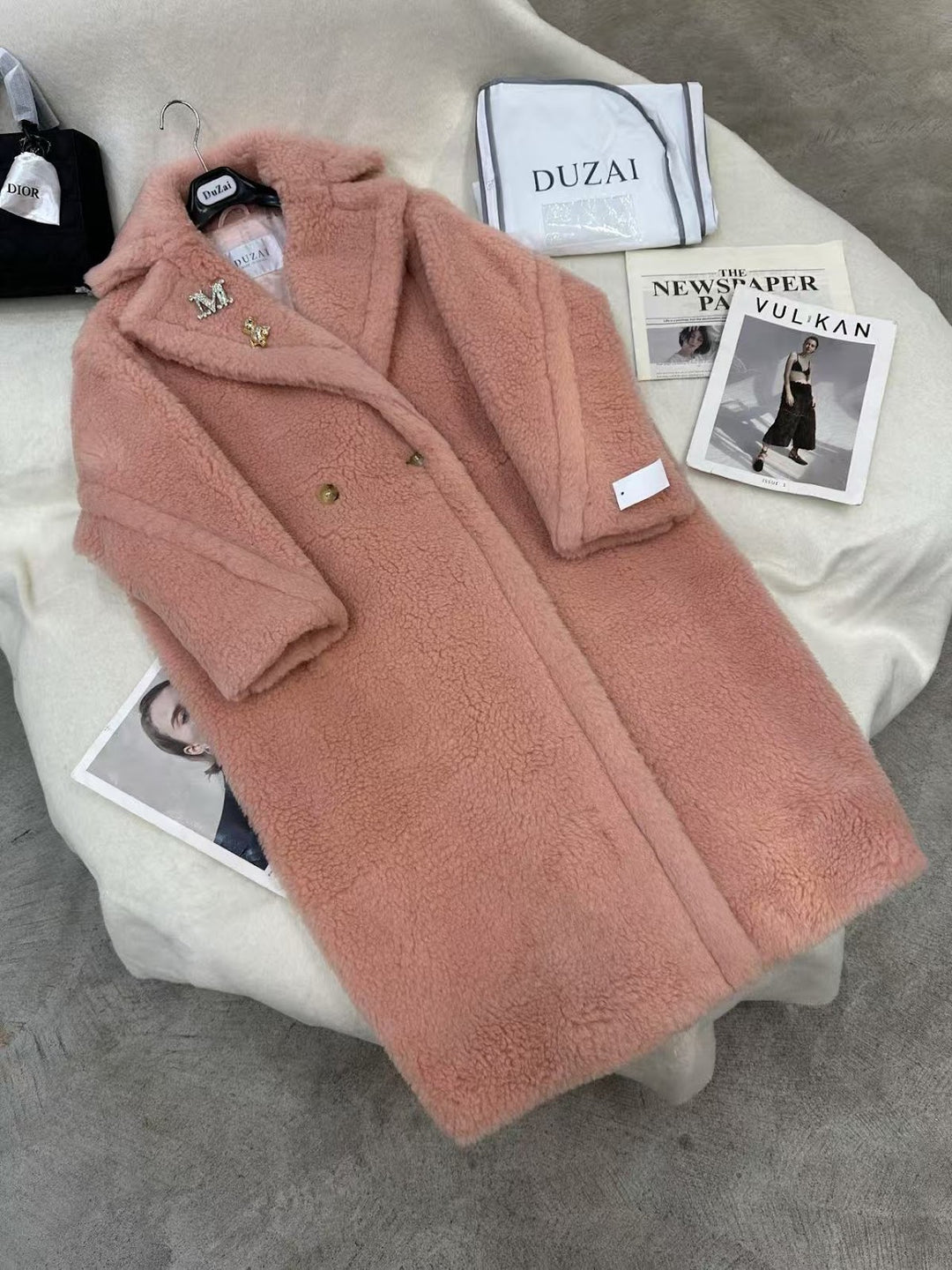 Loose Teddy coat, long, Winter, women's