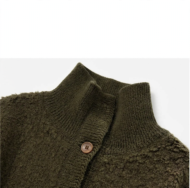 Women's wool cardigan, high-necked