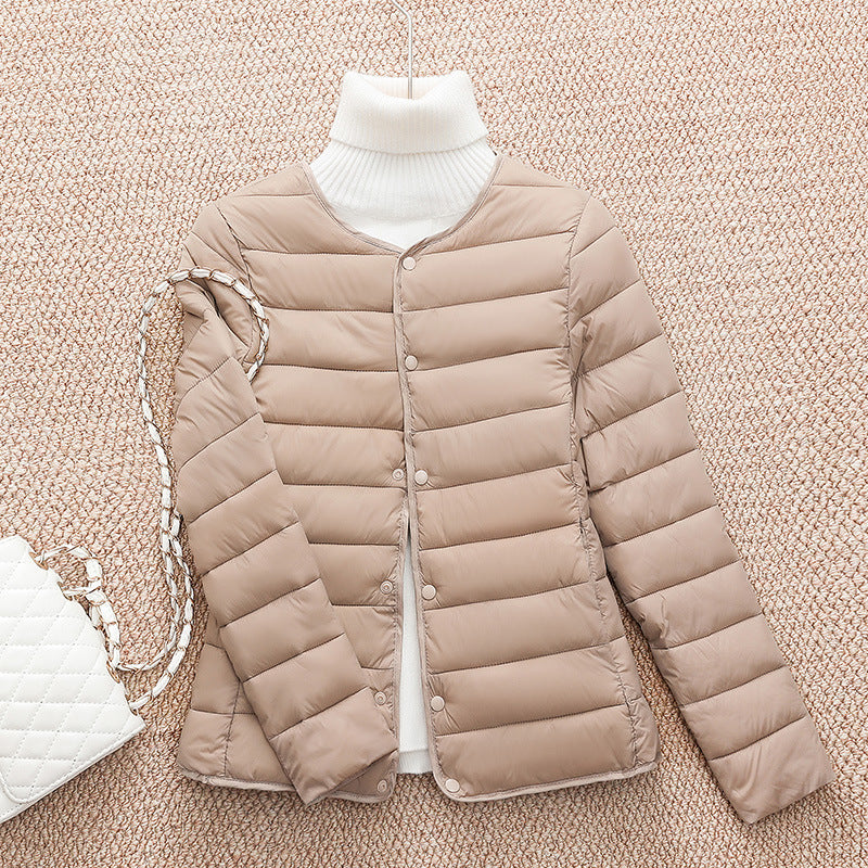 Light women's quilted jacket, short, fitted