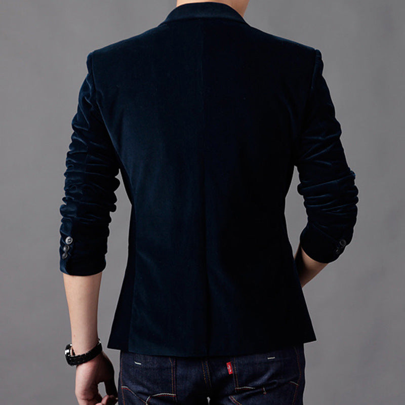 Men's velvet blazer slim fit with stretch and contrast-trimmed pockets Mune Fashion