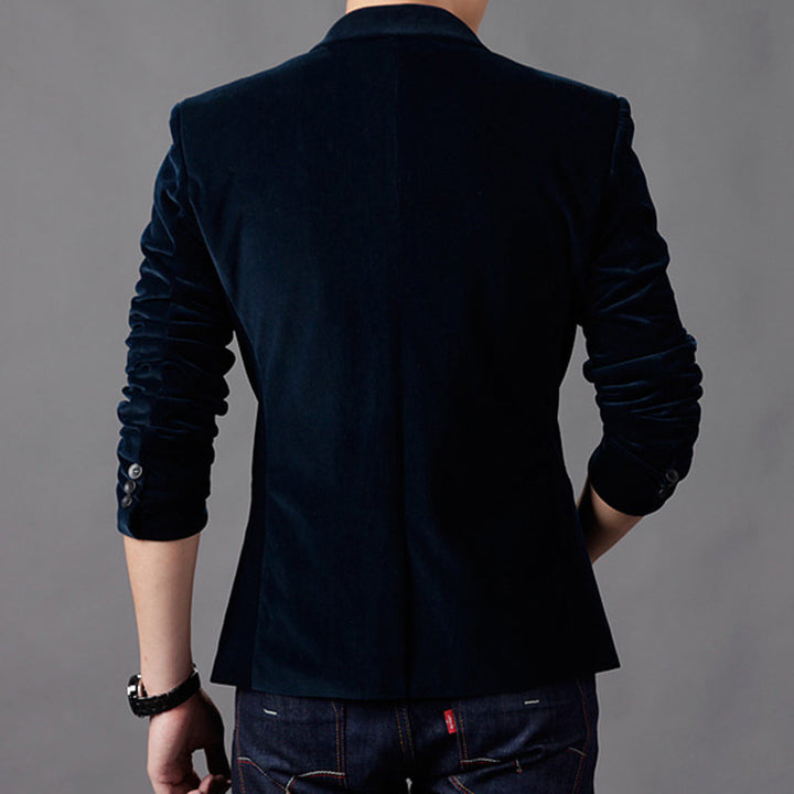 Men's velvet blazer slim fit with stretch and contrast-trimmed pockets Mune Fashion