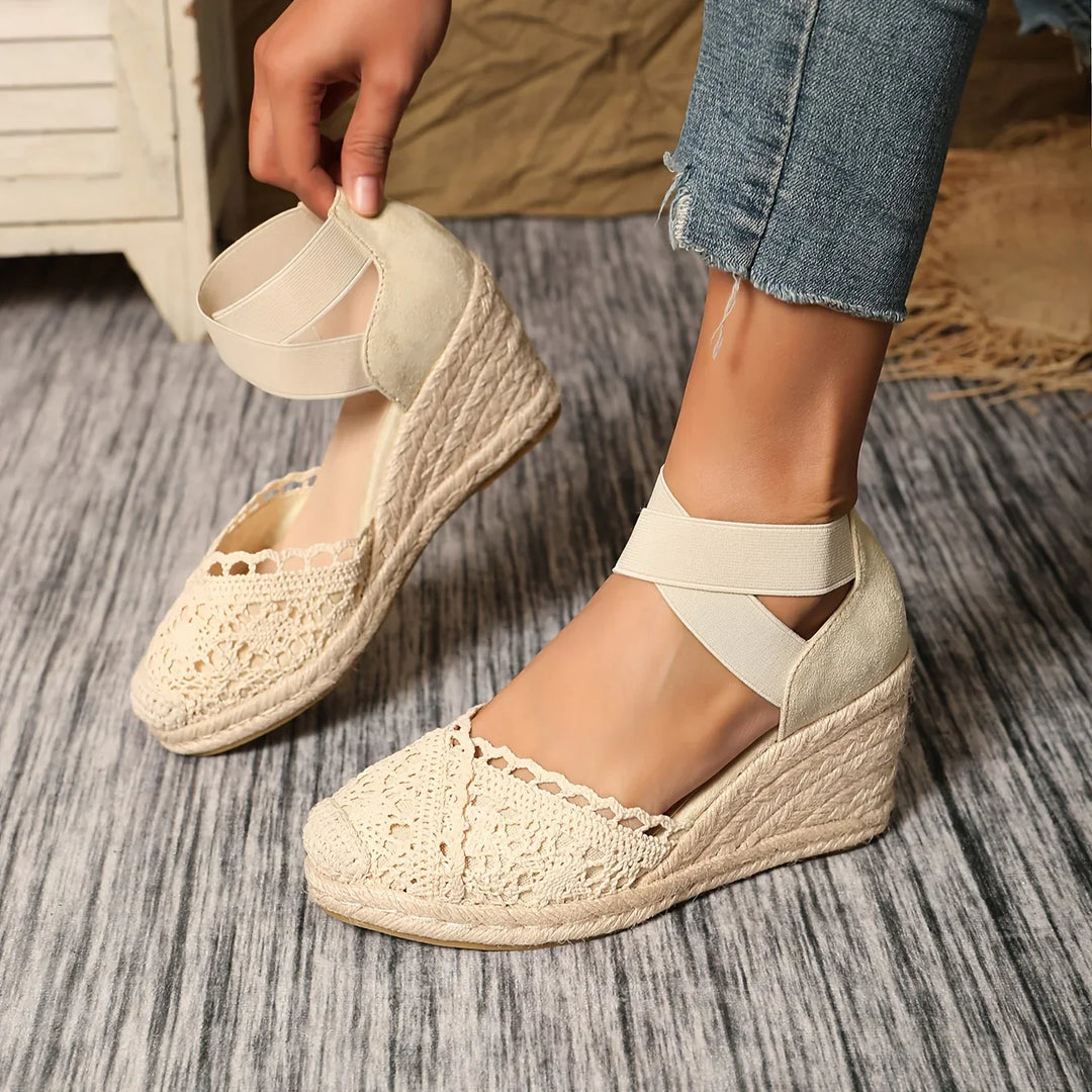 Mune Fashion | Elegant Wedge Sandals with Crochet Top