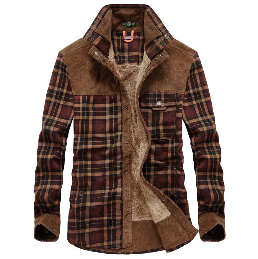 Men's flannel shirt jacket with teddy lining Mune Fashion