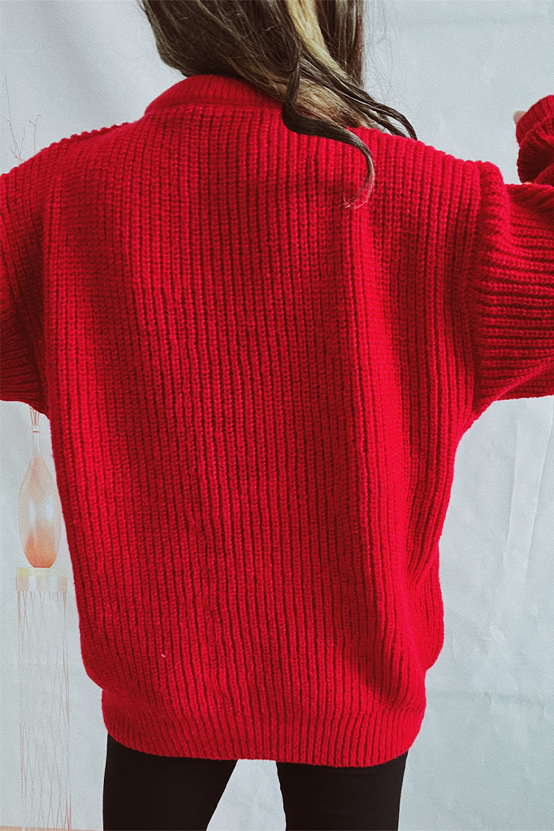 Mune | Casual Santa Christmas Tree Patchwork Weave Round Neck Sweater