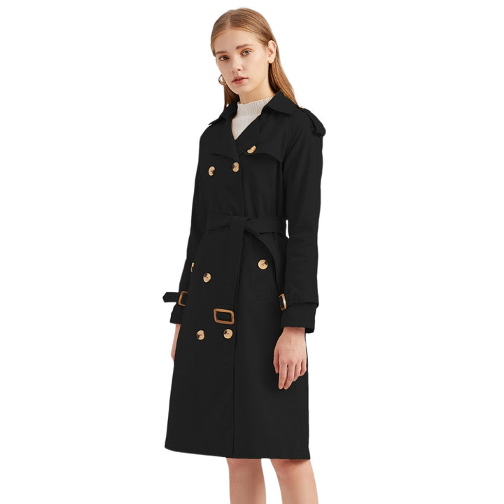 Women's nan trench coat with double-breasted button placket, waist belt and shoulder tabs Mune Fashion