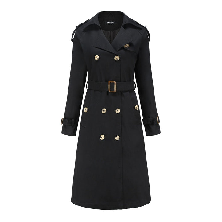 Women's nan trench coat with double-breasted button placket, waist belt and shoulder tabs Mune Fashion