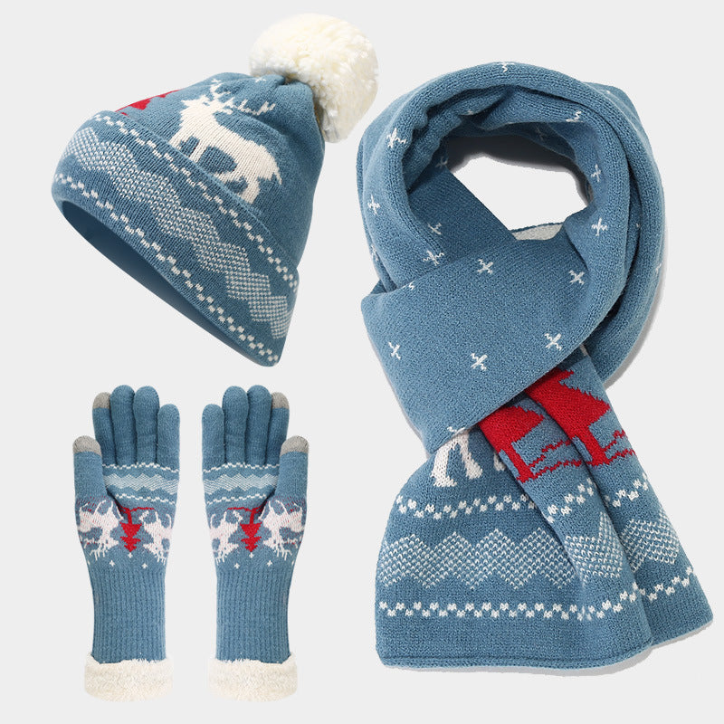 Mune | Christmas Reindeer Pattern Hat Scarf Gloves Set (6 Colors)