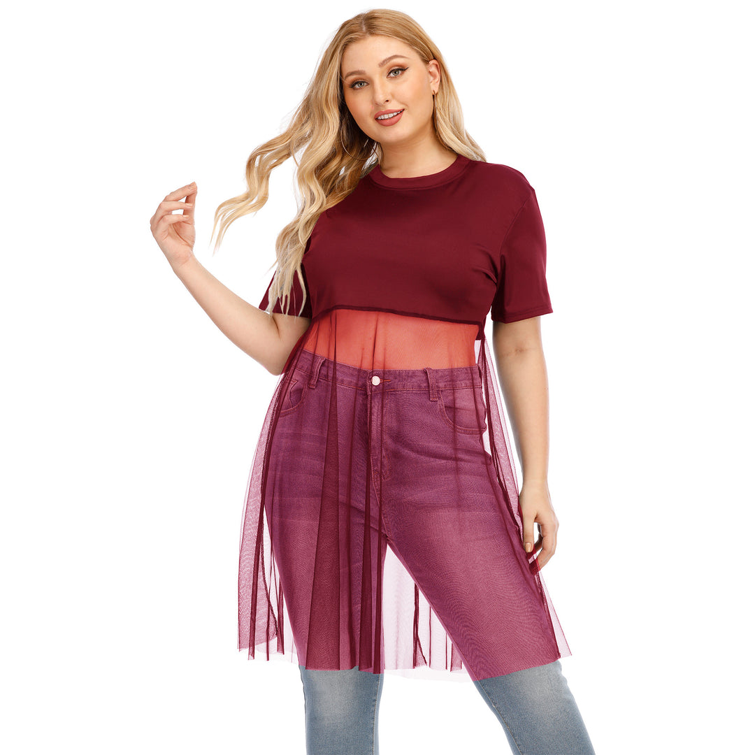 Women's fashionable mesh top with integrated skirt Mune Fashion