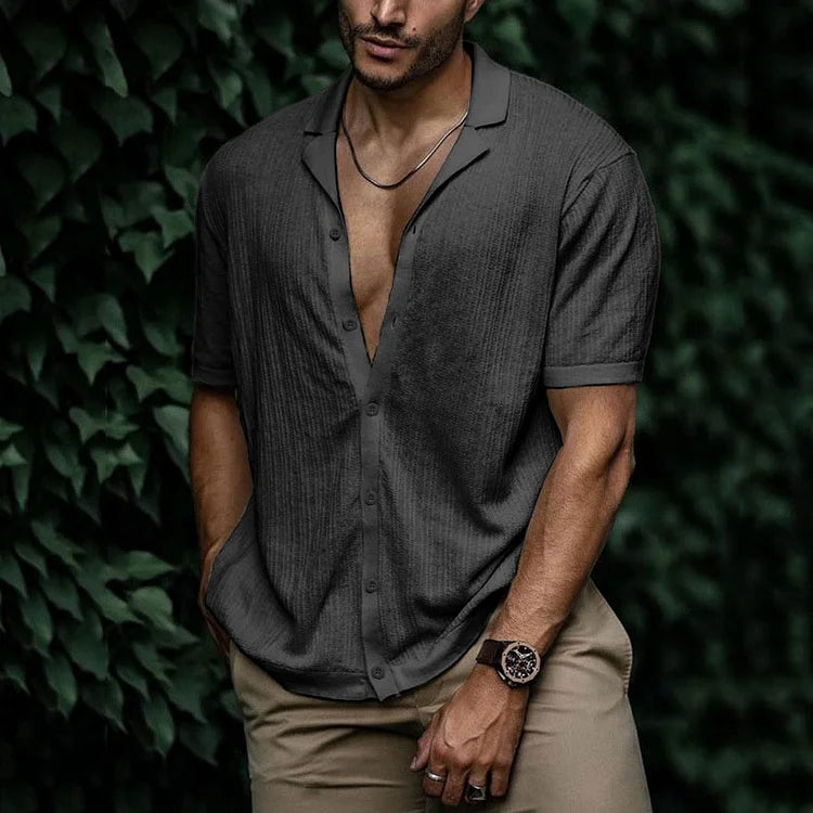 Men Casual Short Sleeve Button Shirt