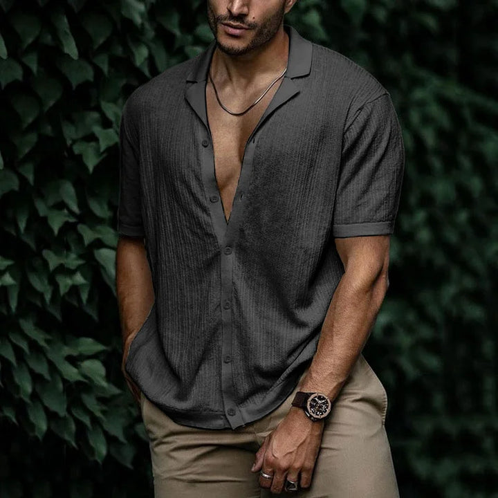 Men Casual Short Sleeve Button Shirt